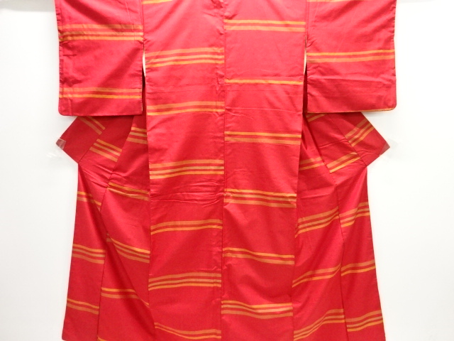 JAPANESE KIMONO / ANTIQUE KIMONO / SILK / TSUMUGI / WOVEN STRIPE